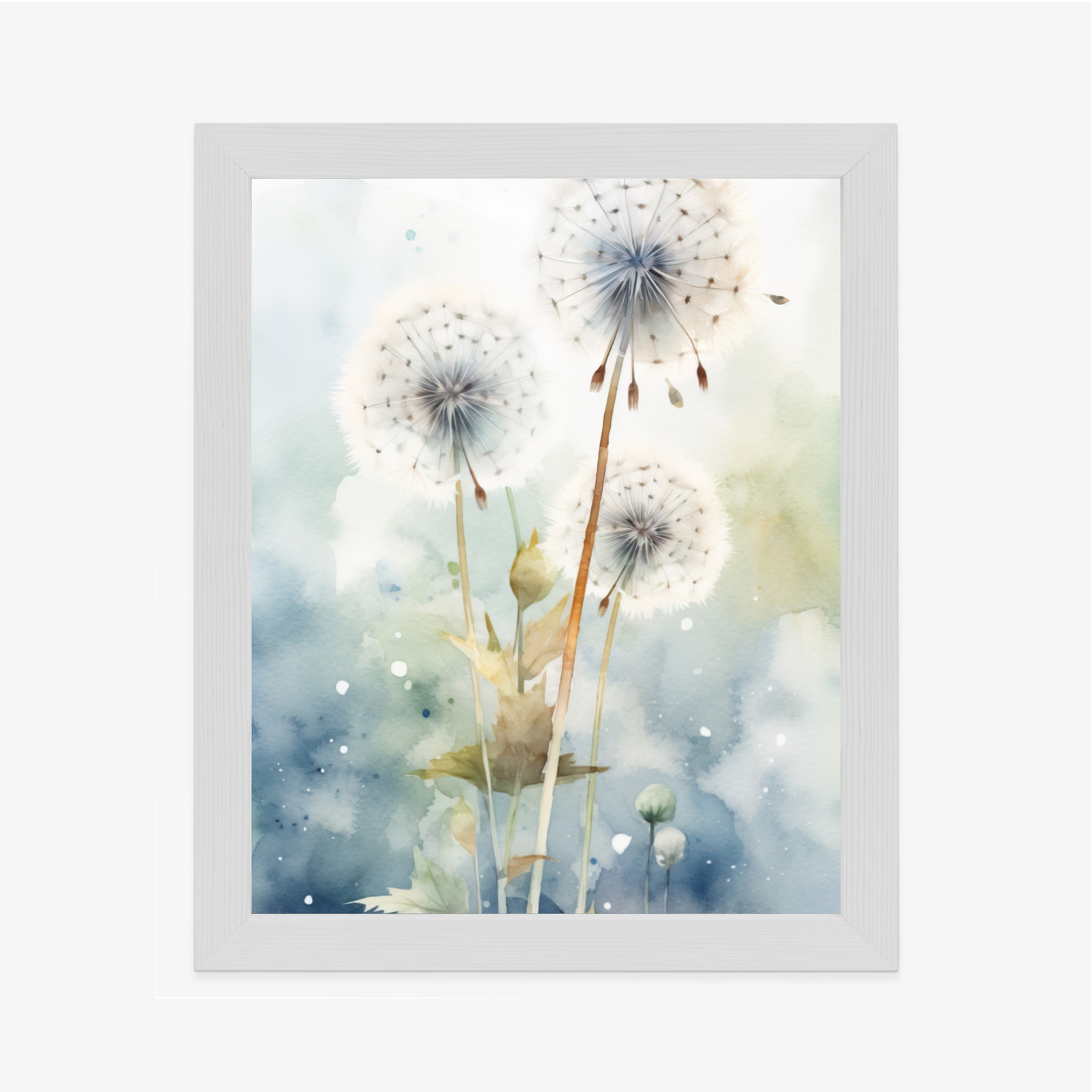 Poster Drei Löwenzahn Auf Einem Aquarellhintergrund Rahmen Holz Mit Passepartout Farbe Natürlich – Bild 6