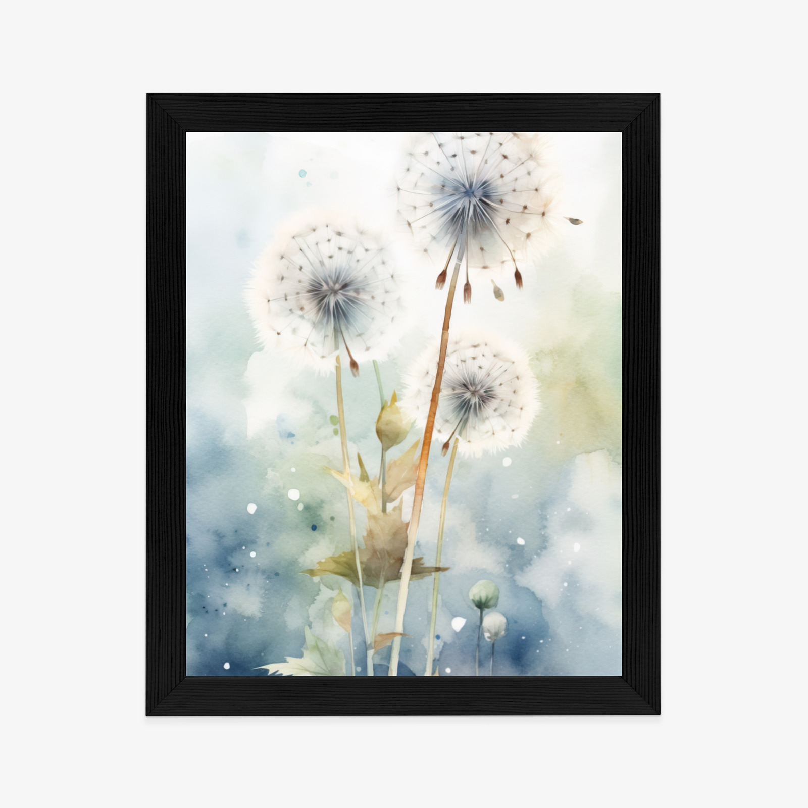 Poster Drei Löwenzahn Auf Einem Aquarellhintergrund Rahmen Holz Mit Passepartout Farbe Natürlich – Bild 5