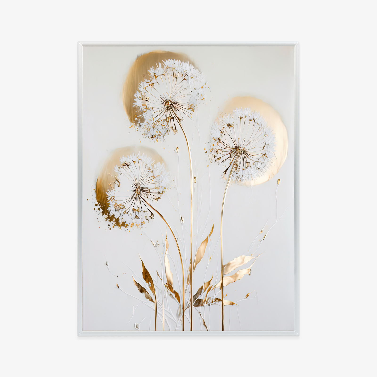 Poster Goldene Löwenzahn Auf Hellem Hintergrund Rahmen Aluminium Farbe Schwarz – Bild 2