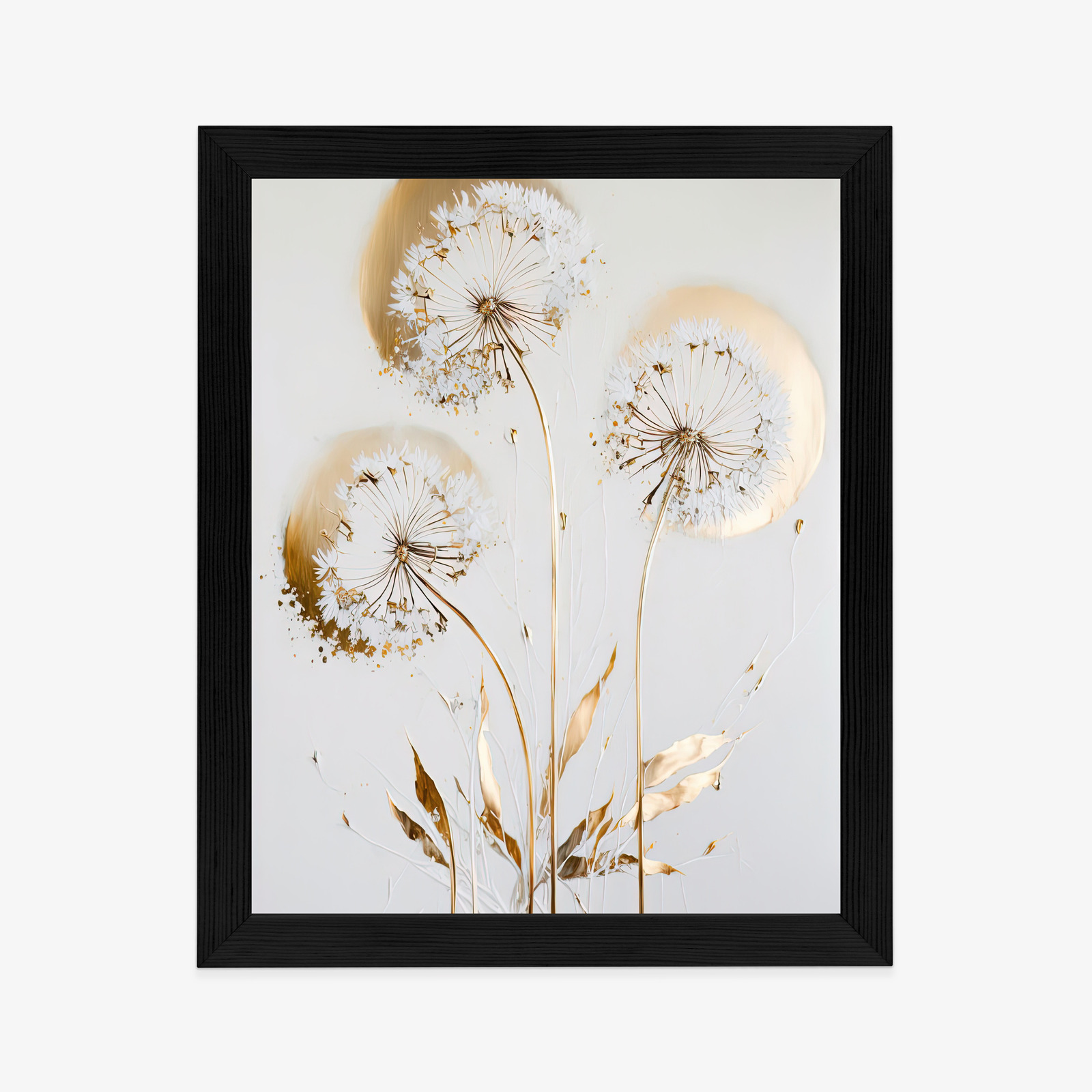 Poster Goldene Löwenzahn Auf Hellem Hintergrund Rahmen Aluminium Farbe Schwarz – Bild 6