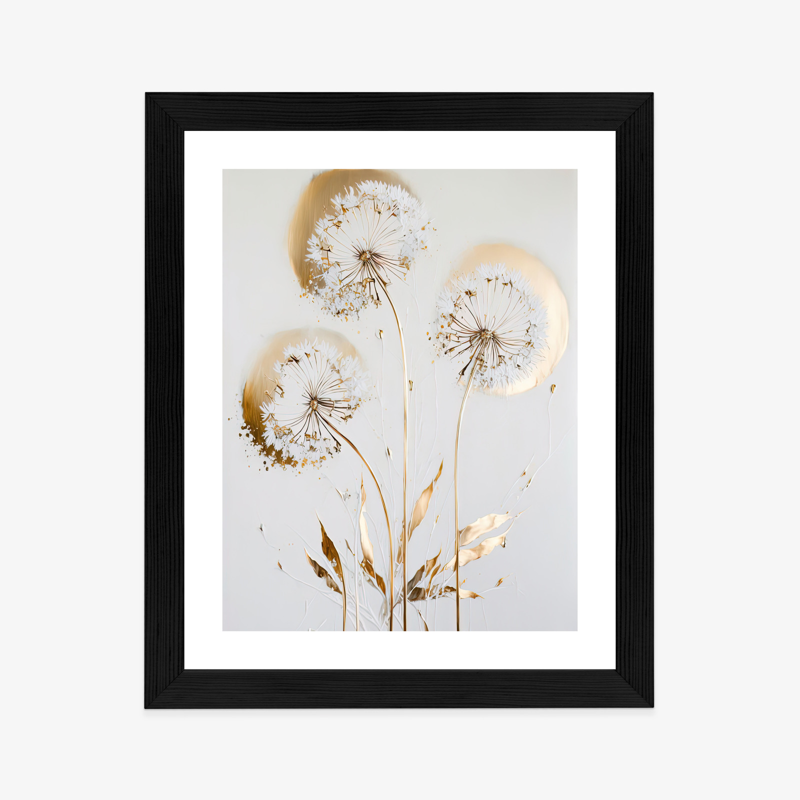 Poster Goldene Löwenzahn Auf Hellem Hintergrund Rahmen Aluminium Farbe Schwarz – Bild 8