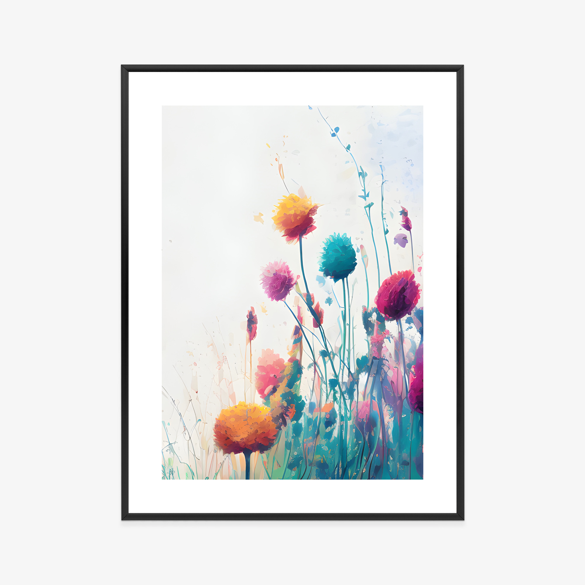 Poster Bunte Abstrakte Wiese Rahmen Aluminium Farbe Schwarz – Bild 5