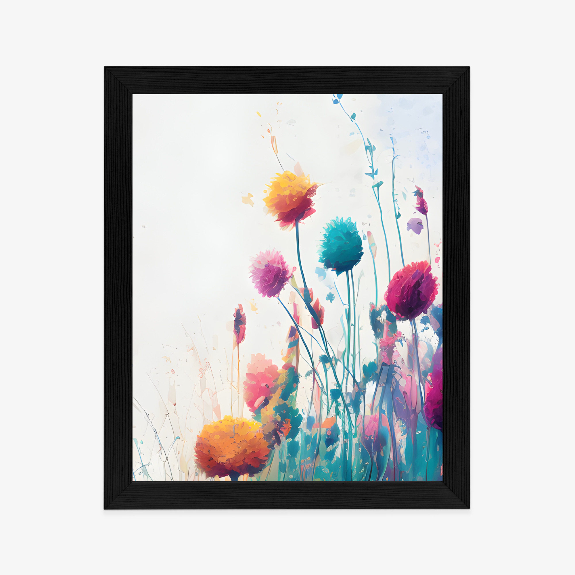 Poster Bunte Abstrakte Wiese Rahmen Aluminium Farbe Schwarz – Bild 8