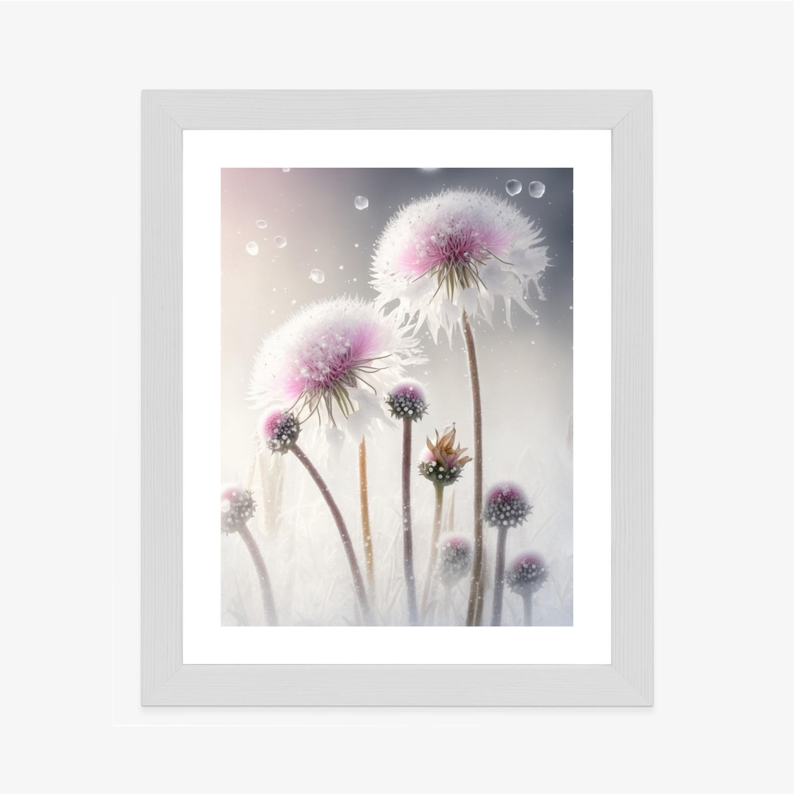 Poster Löwenzahn In Schneeflocken Rahmen Aluminium Farbe Schwarz – Bild 9