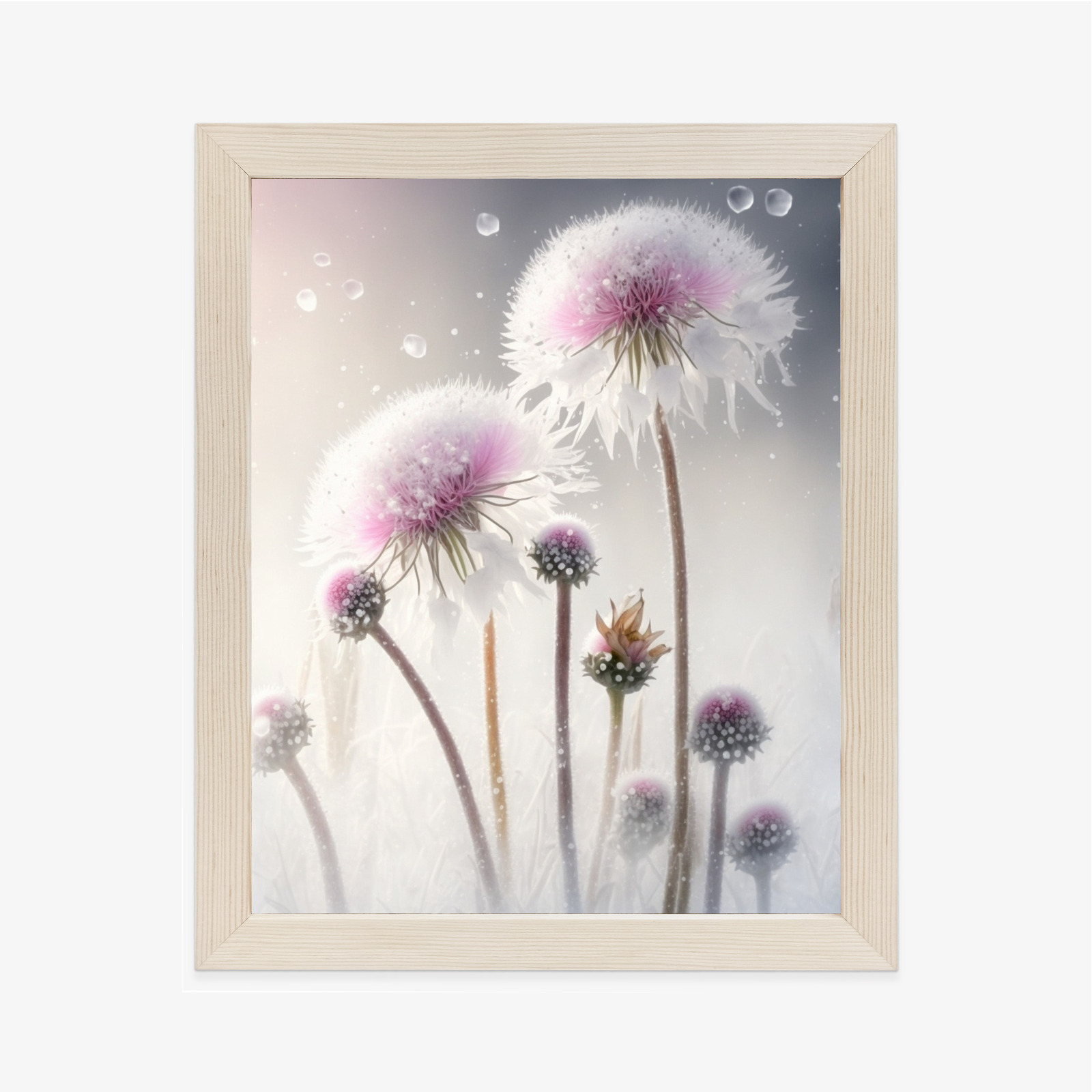 Poster Löwenzahn In Schneeflocken Rahmen Aluminium Farbe Schwarz – Bild 11