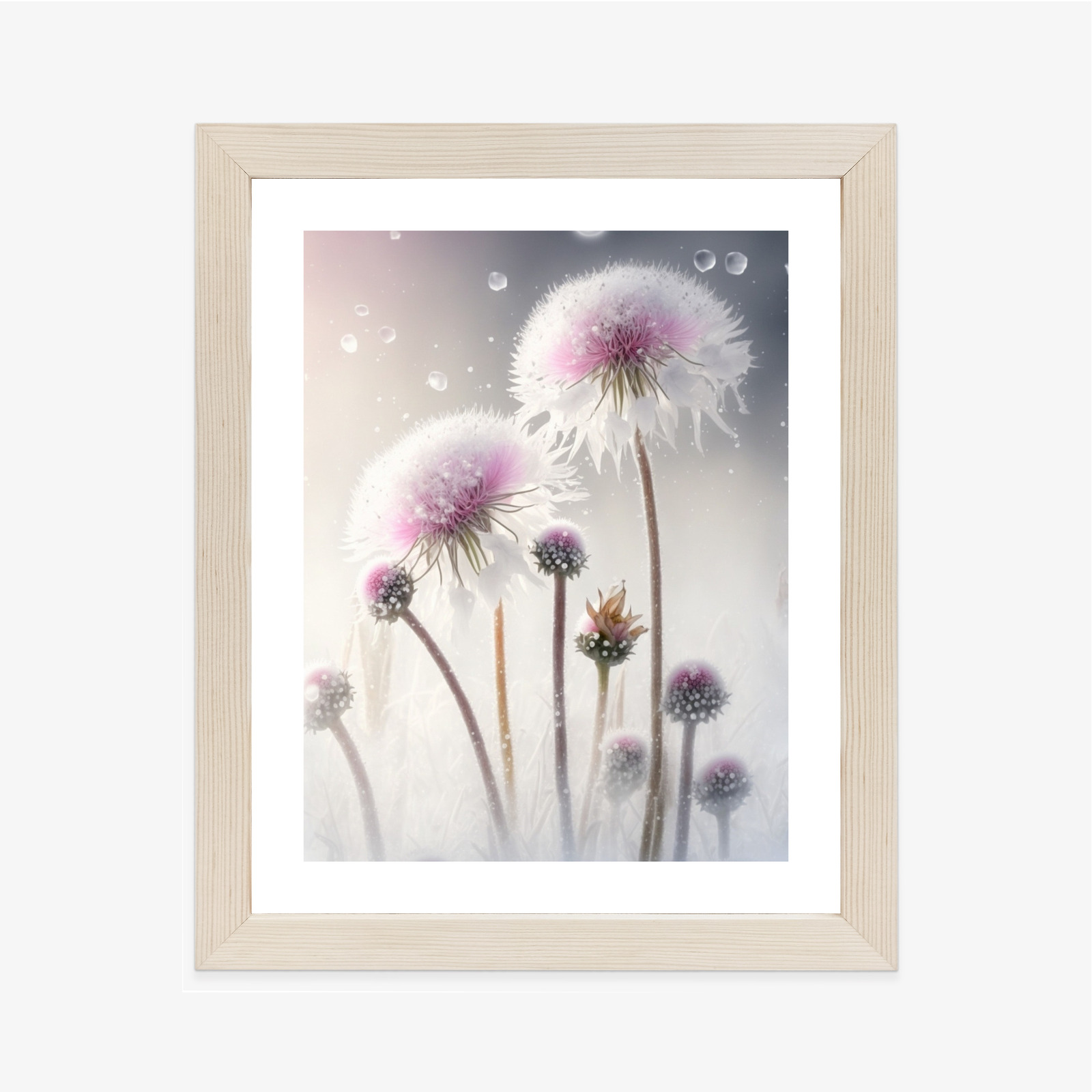 Poster Löwenzahn In Schneeflocken Rahmen Aluminium Farbe Schwarz – Bild 12