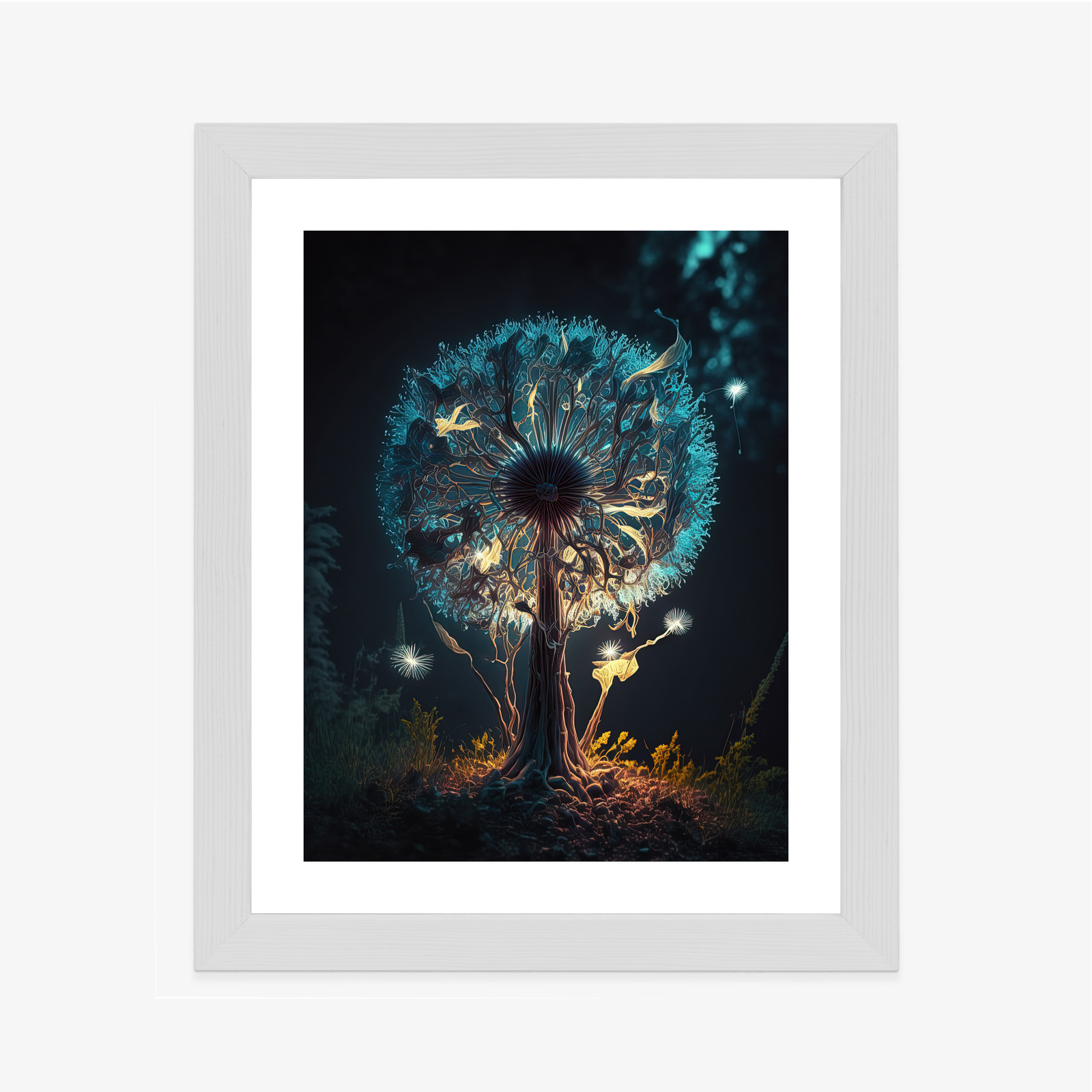 Poster Abstrakter Löwenzahn Im Wald Rahmen Aluminium Farbe Schwarz – Bild 9