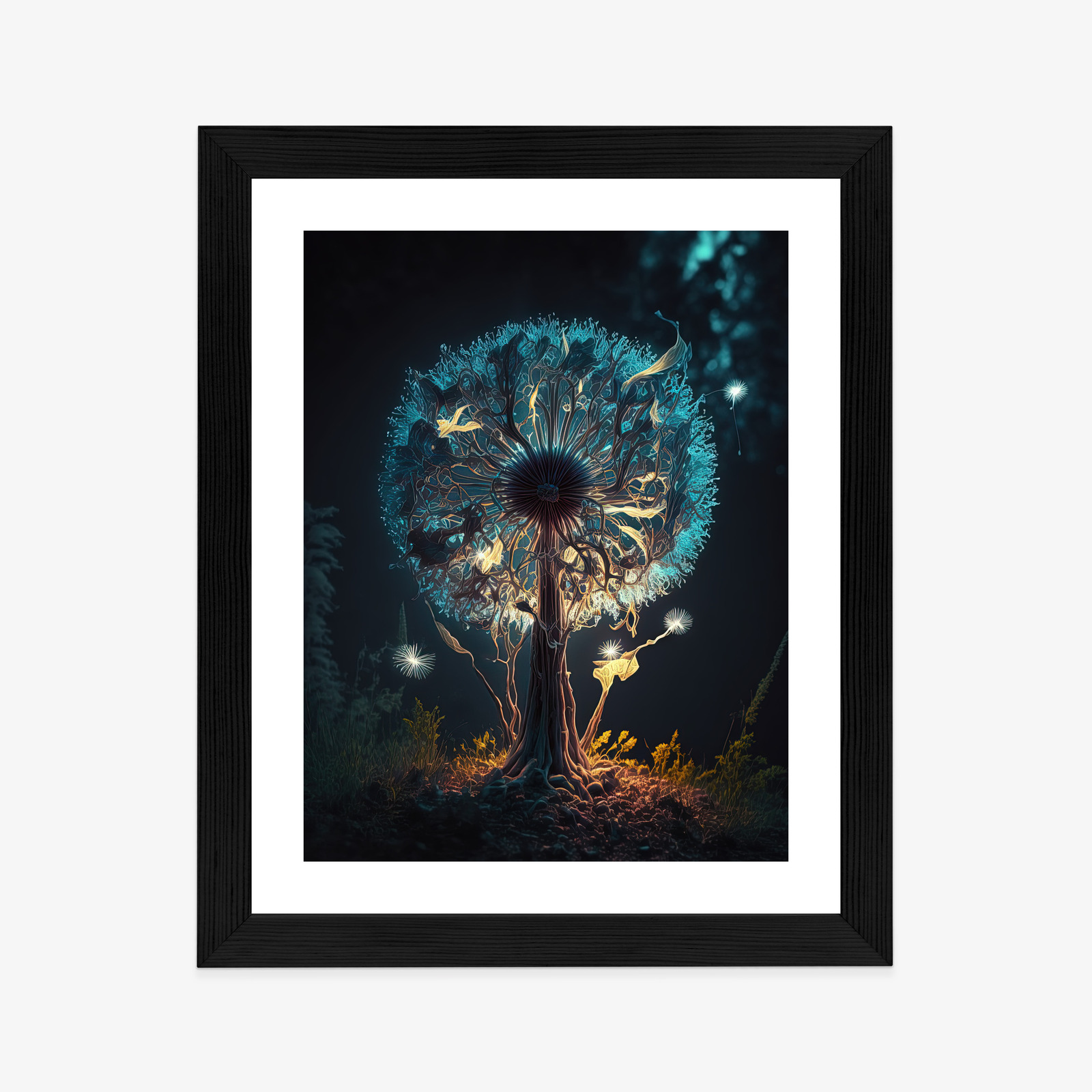 Poster Abstrakter Löwenzahn Im Wald Rahmen Aluminium Farbe Schwarz – Bild 10