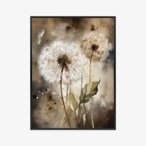 Poster Löwenzahn Auf Verschwommenem Aquarell Rahmen Aluminium Farbe Schwarz