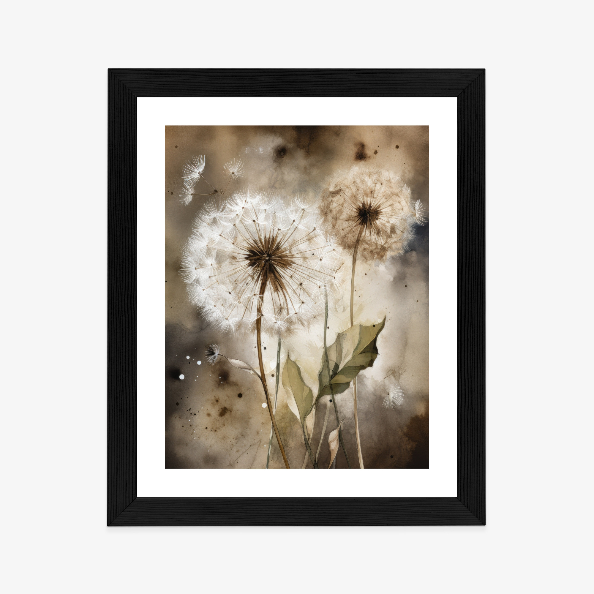 Poster Löwenzahn Auf Verschwommenem Aquarell Rahmen Aluminium Farbe Schwarz – Bild 10