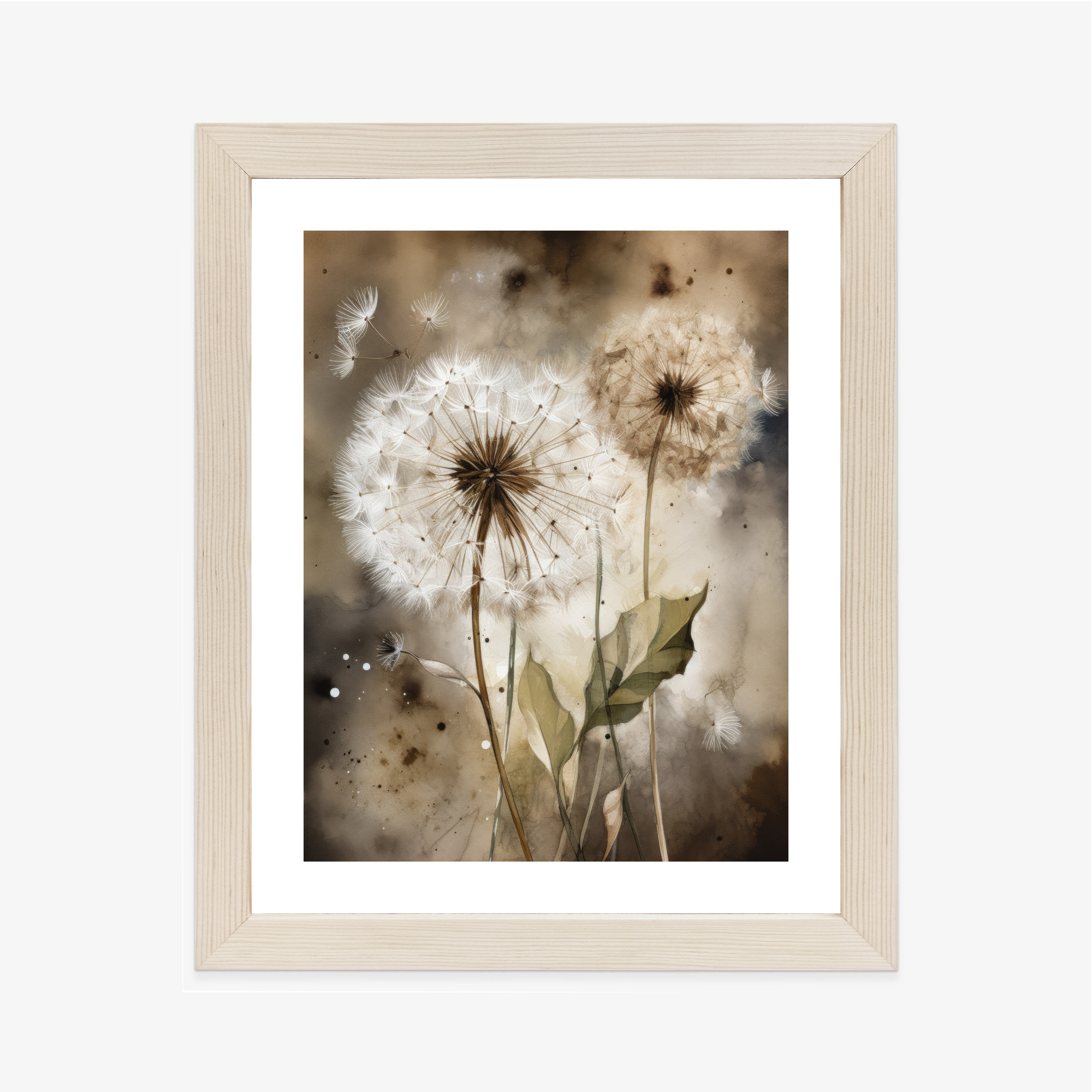 Poster Löwenzahn Auf Verschwommenem Aquarell Rahmen Aluminium Farbe Schwarz – Bild 12