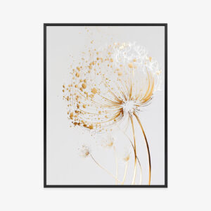 Poster Goldener Löwenzahn Auf Hellem Abstrakten Hintergrund Rahmen Aluminium Farbe Schwarz