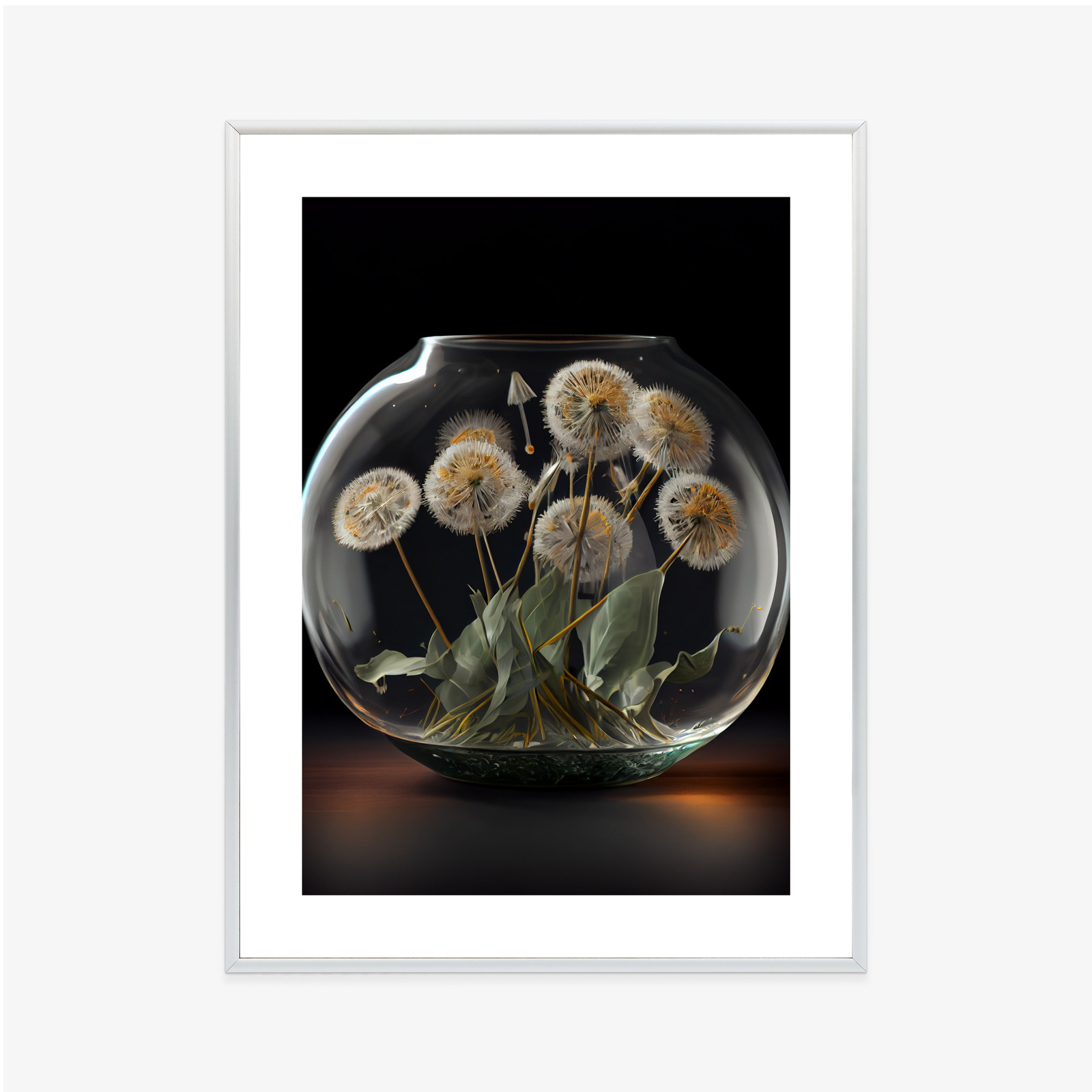 Poster Löwenzahn In Einer Glaskugel Rahmen Aluminium Farbe Schwarz – Bild 10