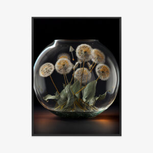 Poster Löwenzahn In Einer Glaskugel Rahmen Aluminium Farbe Schwarz