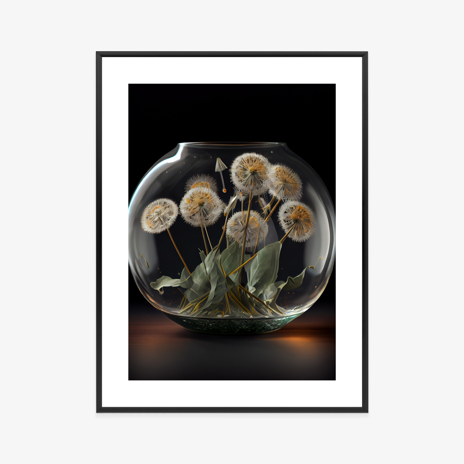 Poster Löwenzahn In Einer Glaskugel Rahmen Aluminium Farbe Schwarz – Bild 5