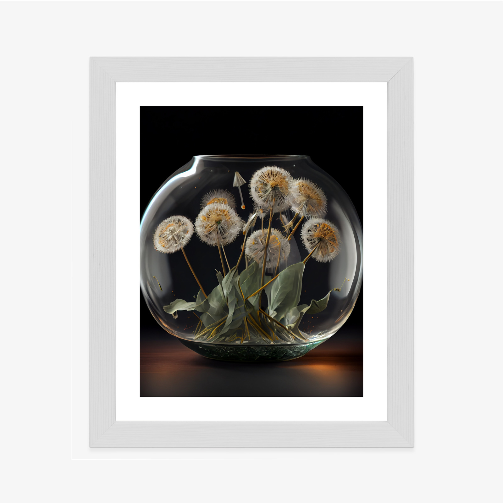 Poster Löwenzahn In Einer Glaskugel Rahmen Aluminium Farbe Schwarz – Bild 6
