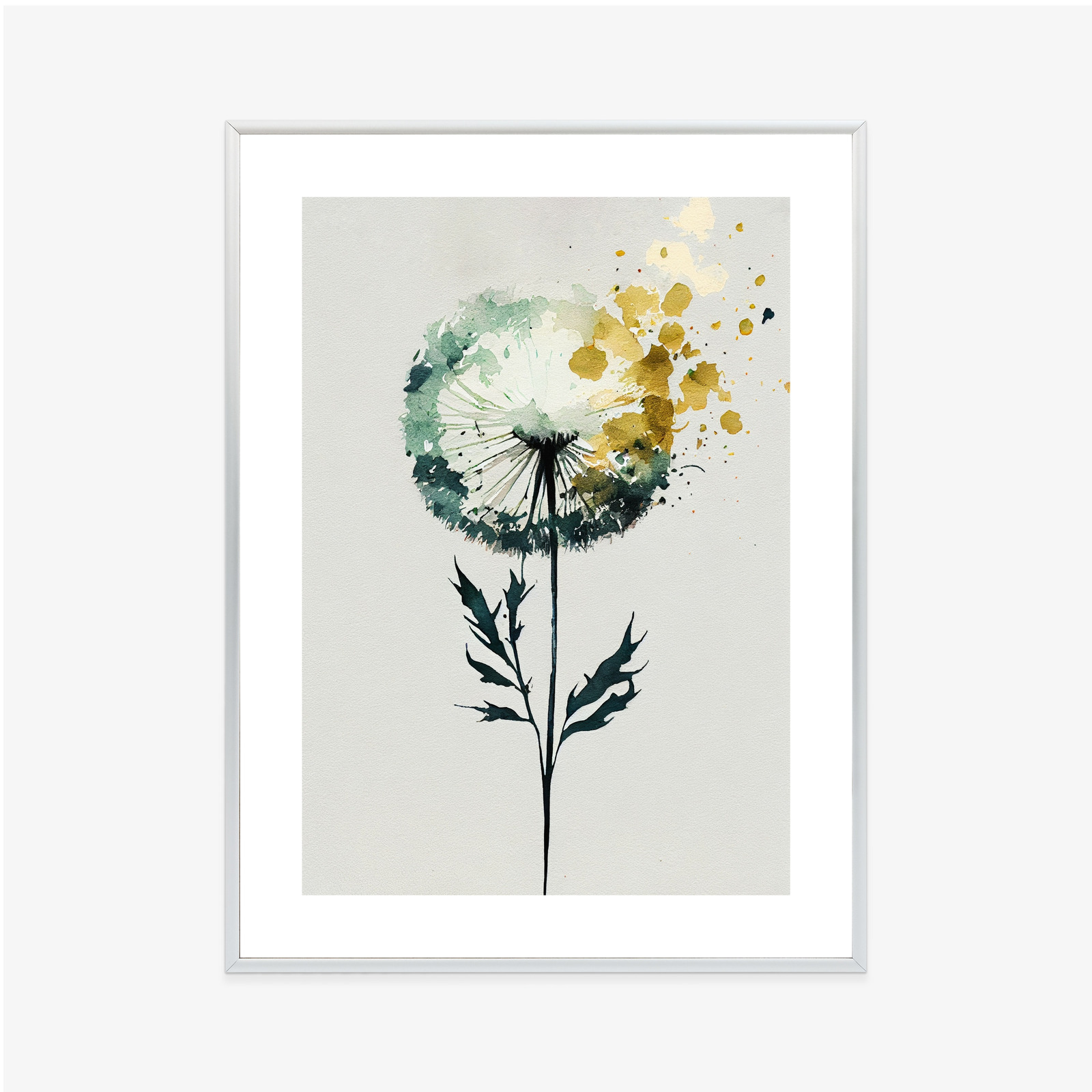 Poster Abstrakter Aquarell-Löwenzahn Mit Gold Rahmen Aluminium Farbe Schwarz – Bild 6