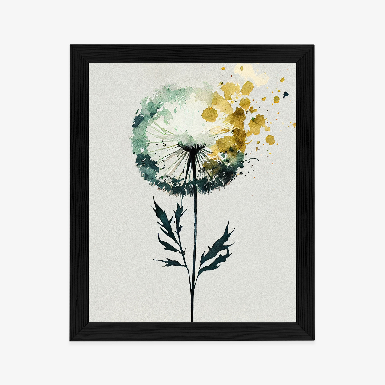 Poster Abstrakter Aquarell-Löwenzahn Mit Gold Rahmen Aluminium Farbe Schwarz – Bild 8