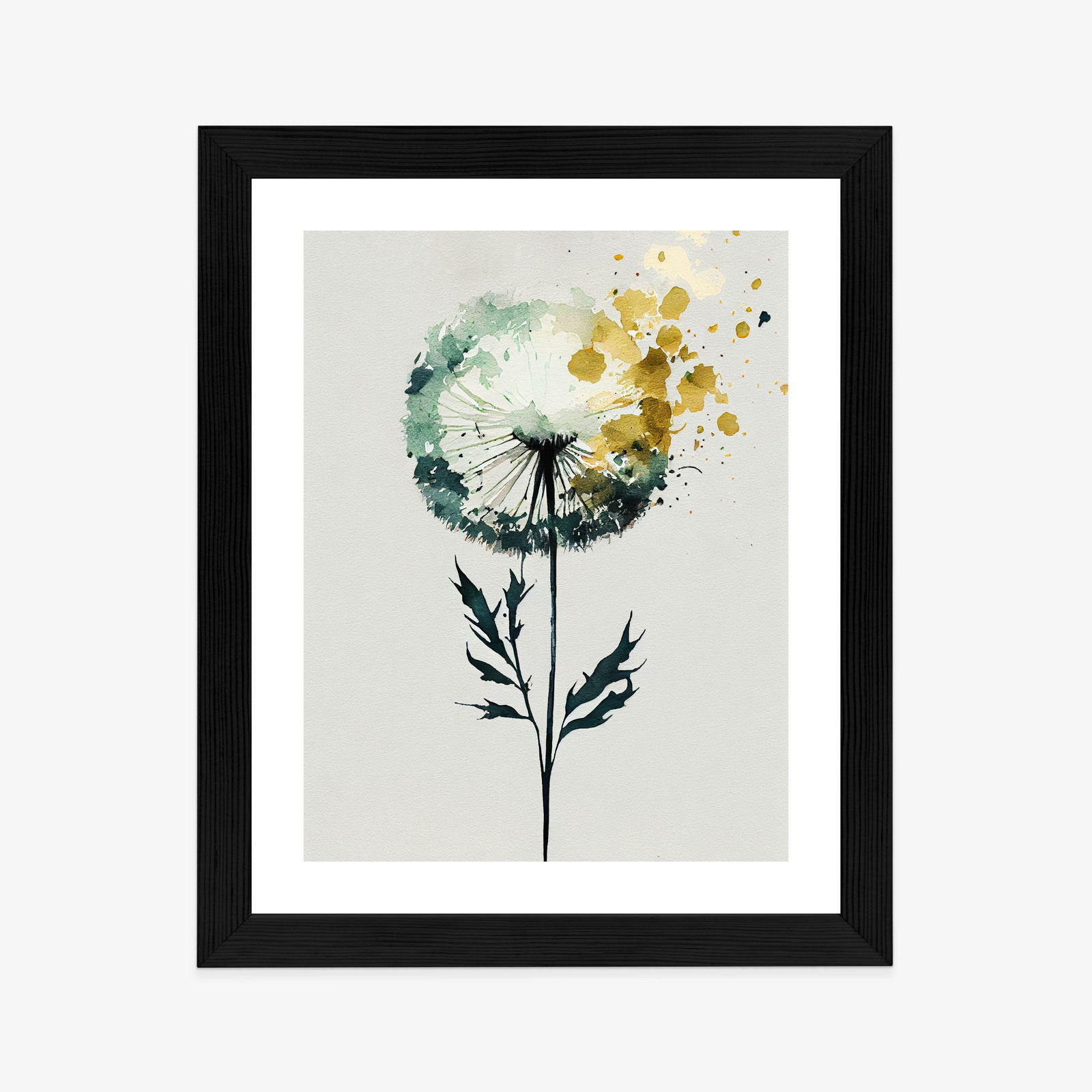 Poster Abstrakter Aquarell-Löwenzahn Mit Gold Rahmen Aluminium Farbe Schwarz – Bild 10