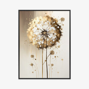 Poster Goldener Löwenzahn Rahmen Aluminium Farbe Schwarz