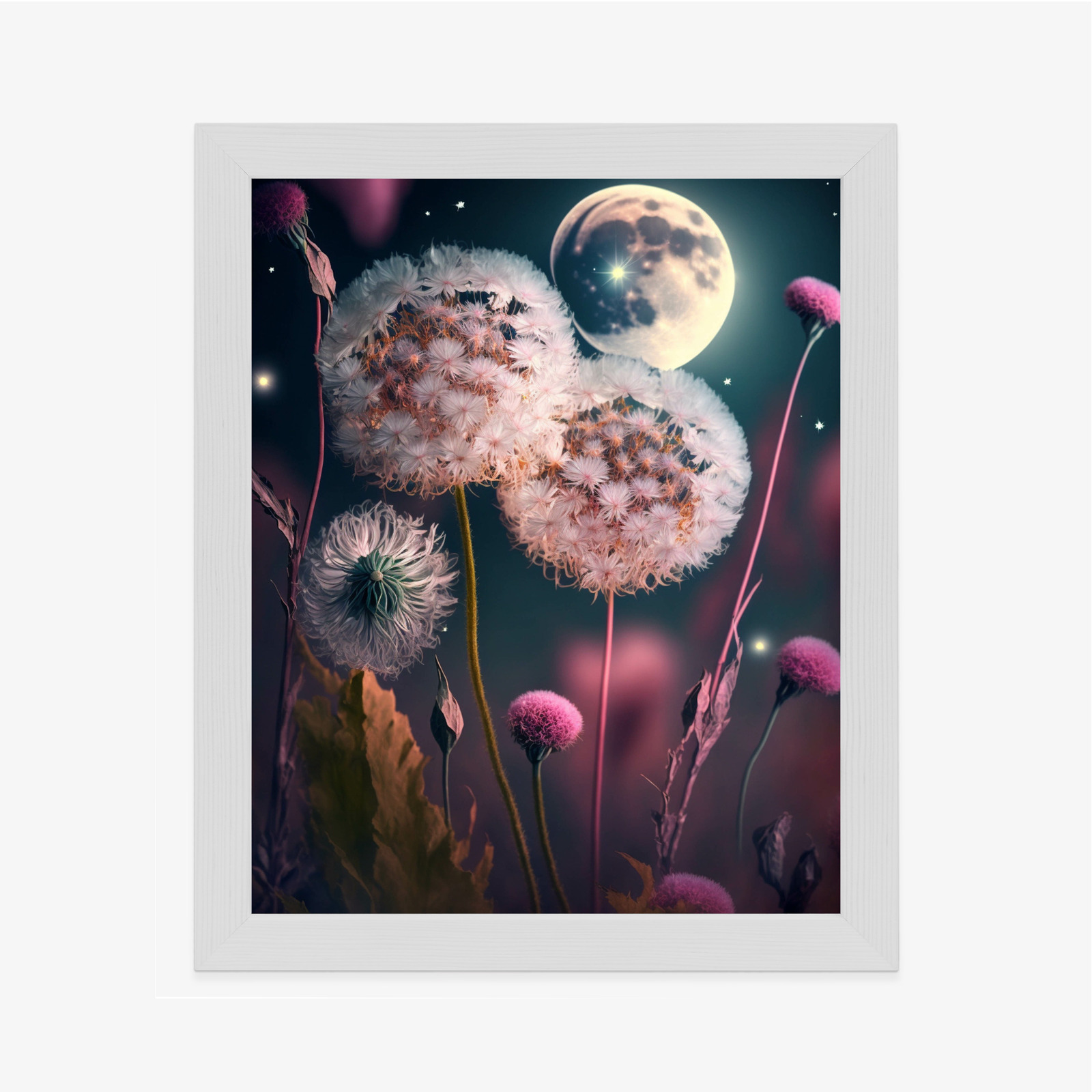 Poster Löwenzahn Gegen Den Nachthimmel Rahmen Aluminium Farbe Schwarz – Bild 7