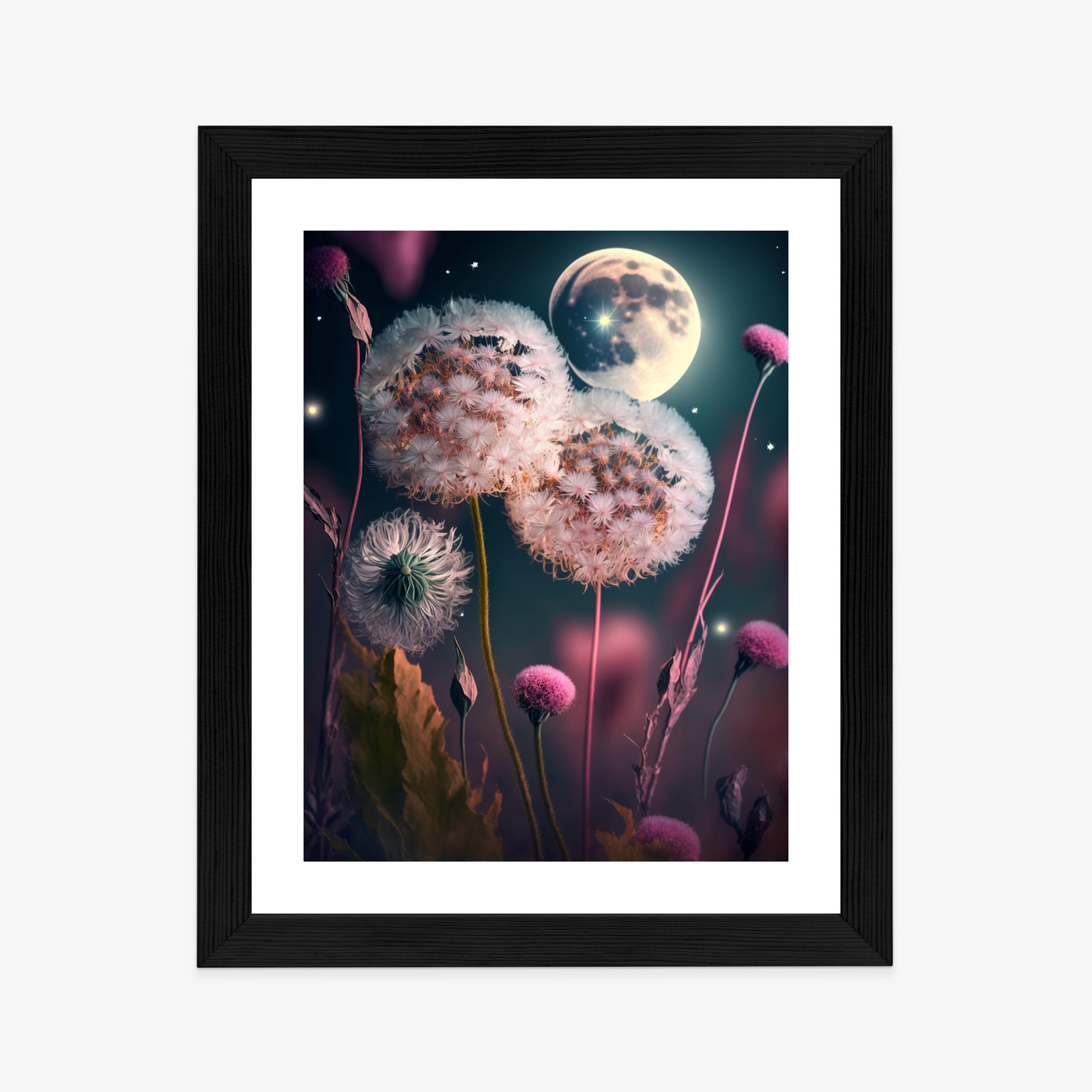 Poster Löwenzahn Gegen Den Nachthimmel Rahmen Aluminium Farbe Schwarz – Bild 10