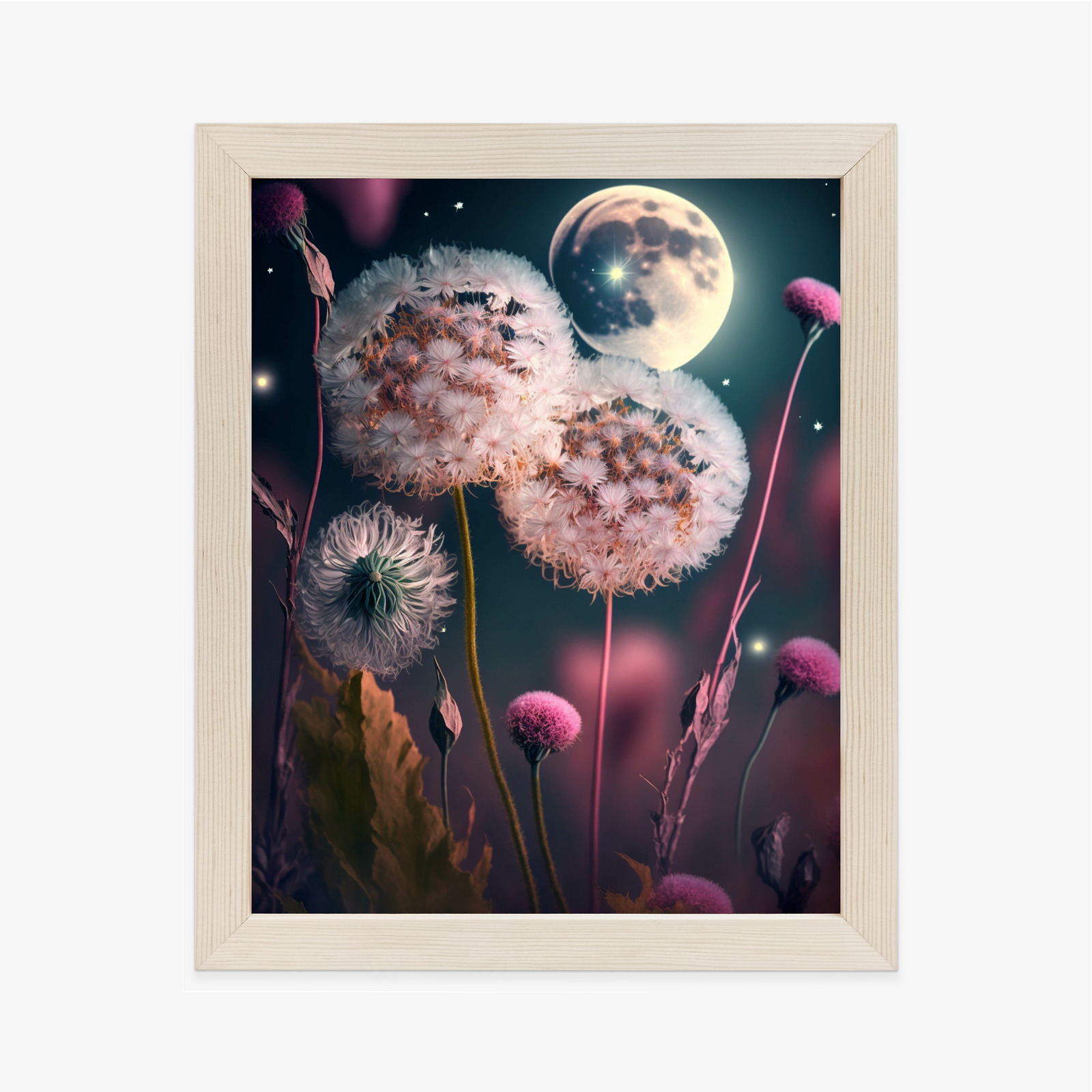 Poster Löwenzahn Gegen Den Nachthimmel Rahmen Aluminium Farbe Schwarz – Bild 11