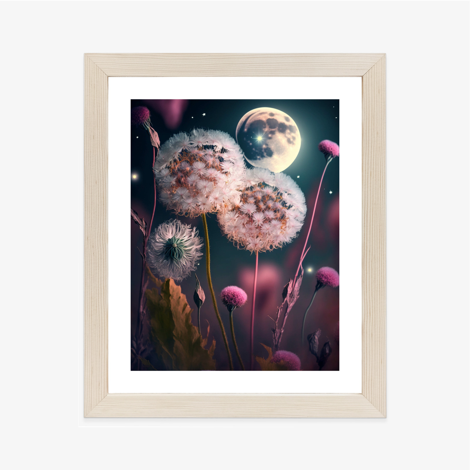 Poster Löwenzahn Gegen Den Nachthimmel Rahmen Aluminium Farbe Schwarz – Bild 12
