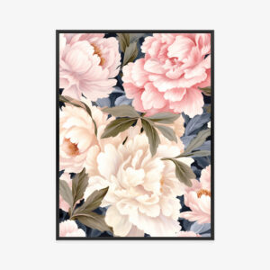 Poster Pastellfarbene Pfingstrosen Rahmen Aluminium Farbe Schwarz