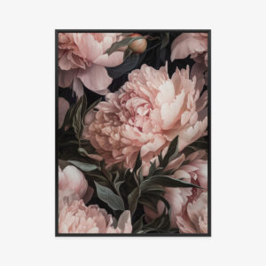 Poster Ein Strauß Pastellrosa Pfingstrosen Rahmen Aluminium Farbe Schwarz