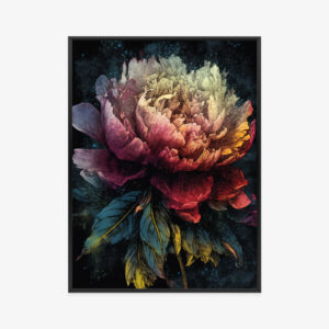 Poster Abstrakte Pfingstrose Auf Dunklem Hintergrund Rahmen Aluminium Farbe Schwarz