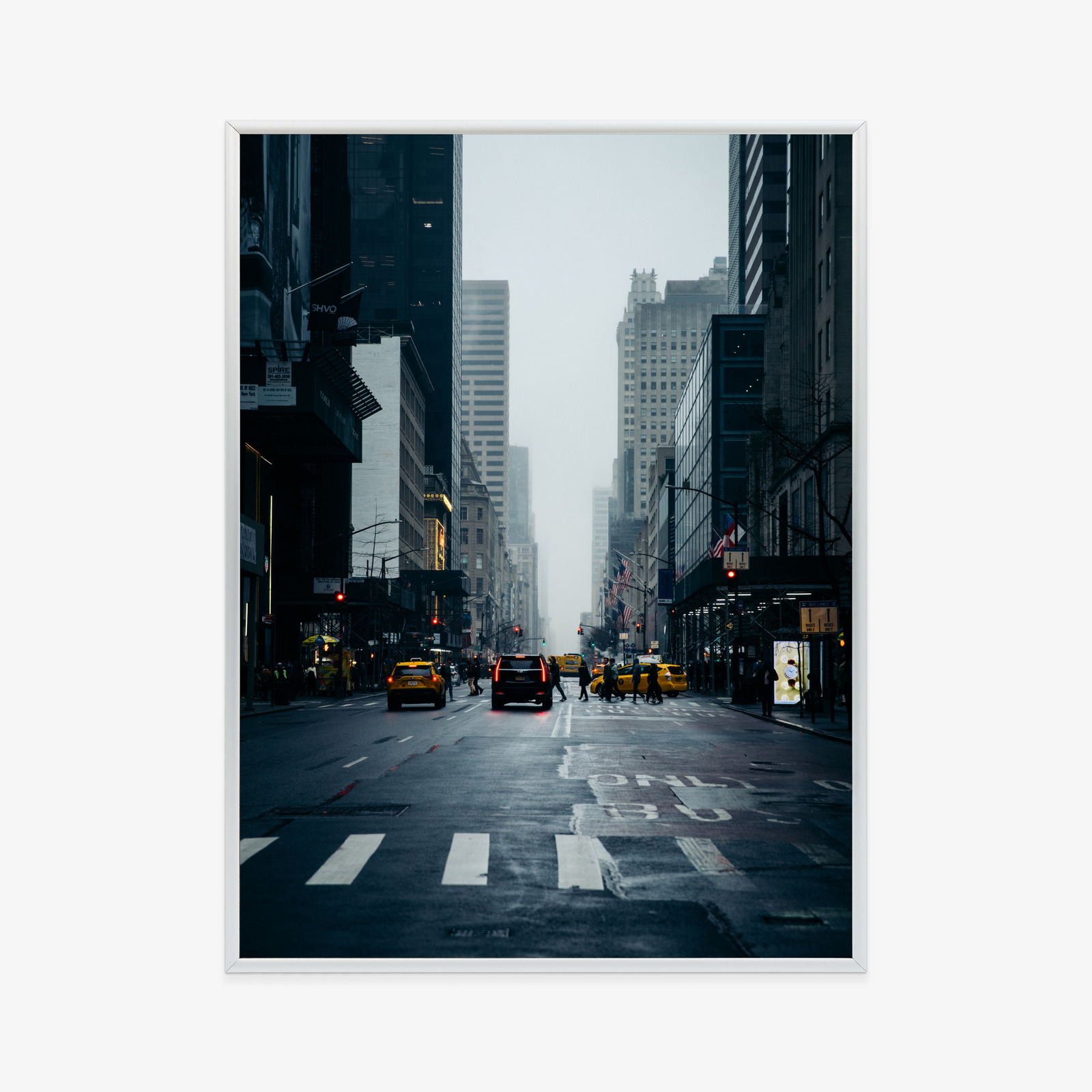 Poster Nebliges New York Am Morgen Rahmen Aluminium Farbe Schwarz – Bild 2