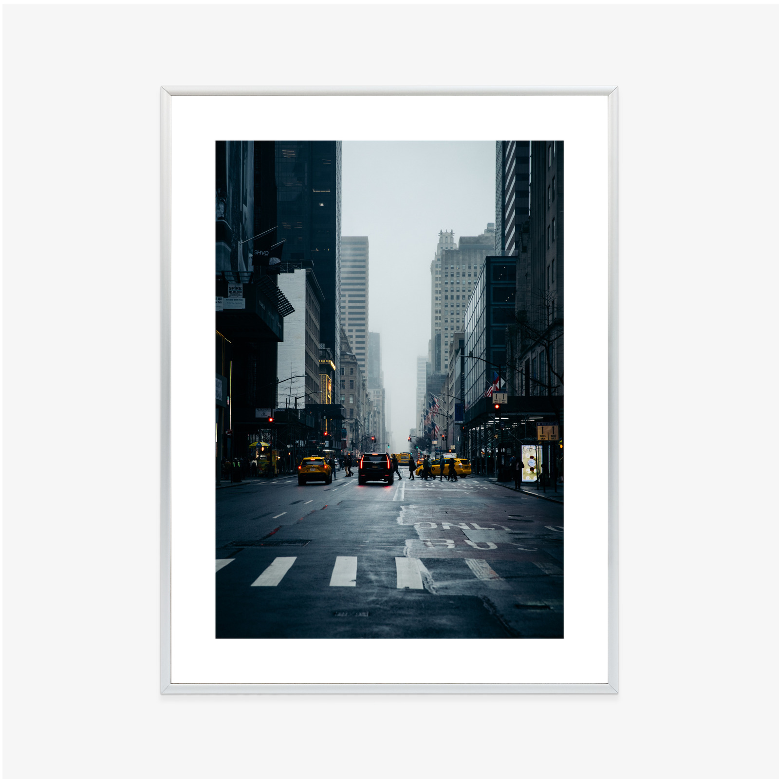 Poster Nebliges New York Am Morgen Rahmen Aluminium Farbe Schwarz – Bild 5