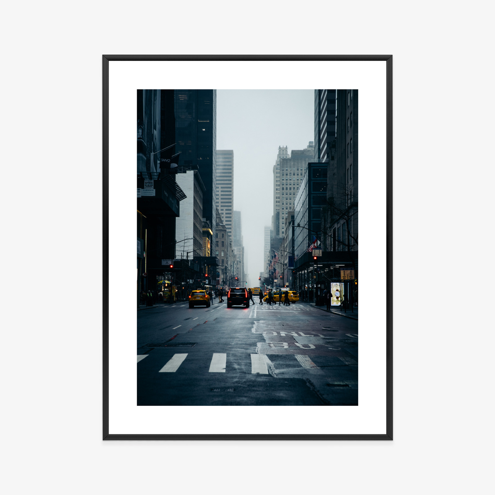 Poster Nebliges New York Am Morgen Rahmen Aluminium Farbe Schwarz – Bild 4