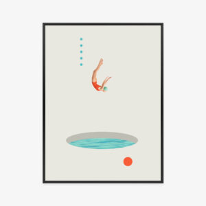 Poster Eintauchen In Die Künstlerische Collage Des Wassers Rahmen Aluminium Farbe Schwarz