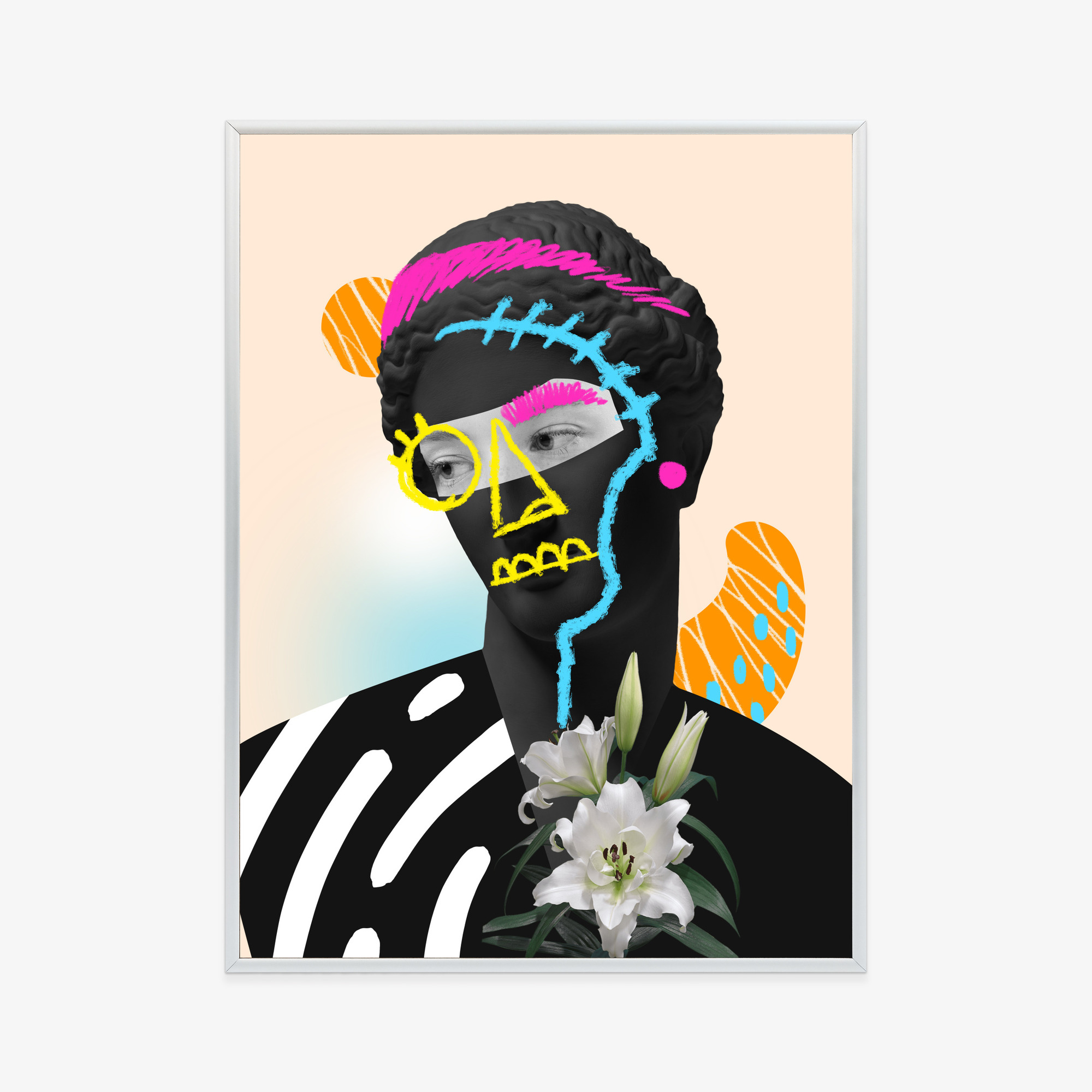 Poster Zeitgenössische Collage Antiker Skulpturen Rahmen Aluminium Farbe Schwarz – Bild 2