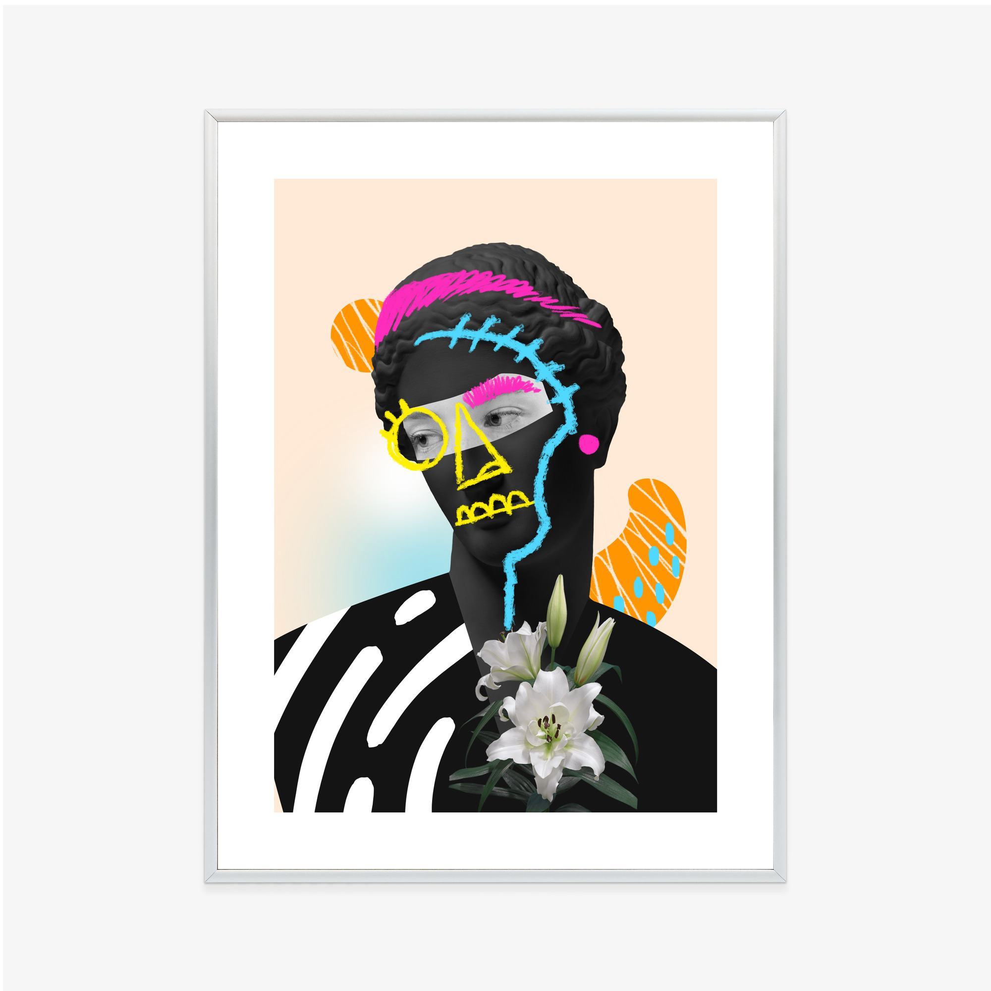 Poster Zeitgenössische Collage Antiker Skulpturen Rahmen Aluminium Farbe Schwarz – Bild 8