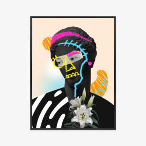 Poster Zeitgenössische Collage Antiker Skulpturen Rahmen Aluminium Farbe Schwarz