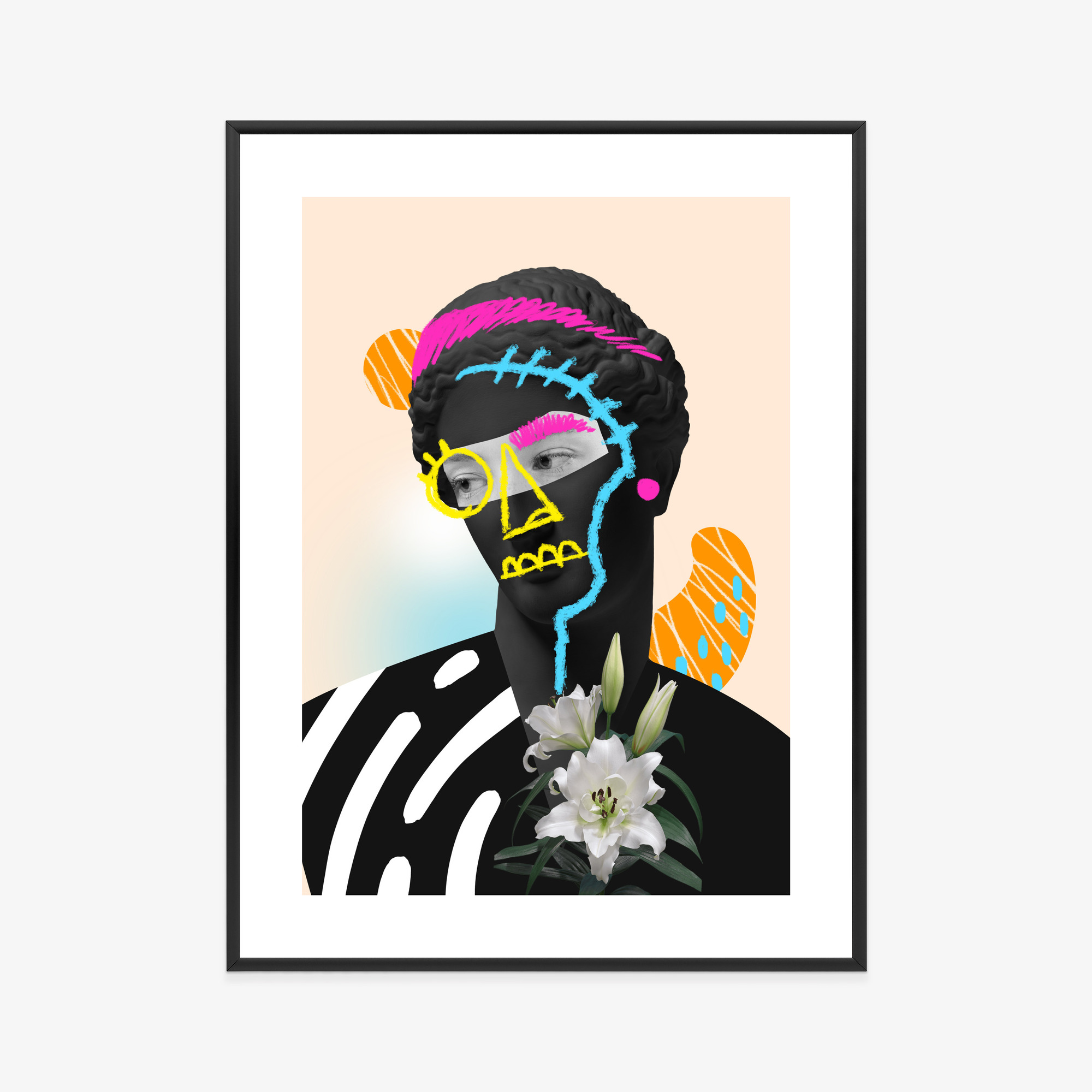 Poster Zeitgenössische Collage Antiker Skulpturen Rahmen Aluminium Farbe Schwarz – Bild 5