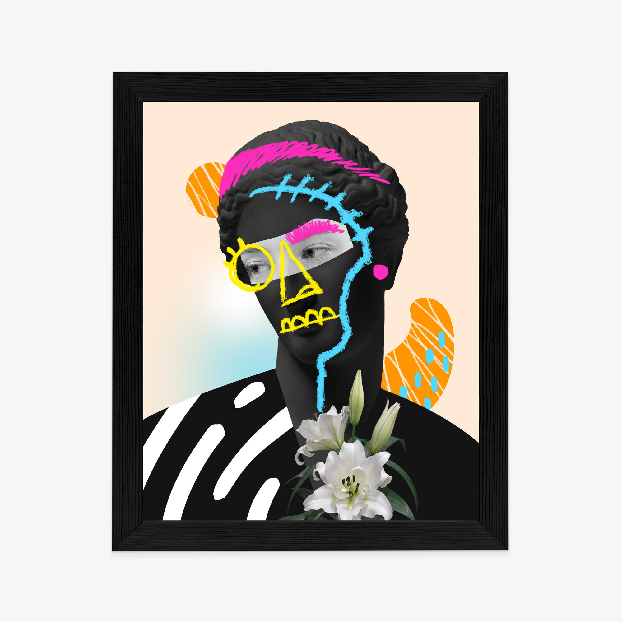 Poster Zeitgenössische Collage Antiker Skulpturen Rahmen Aluminium Farbe Schwarz – Bild 10