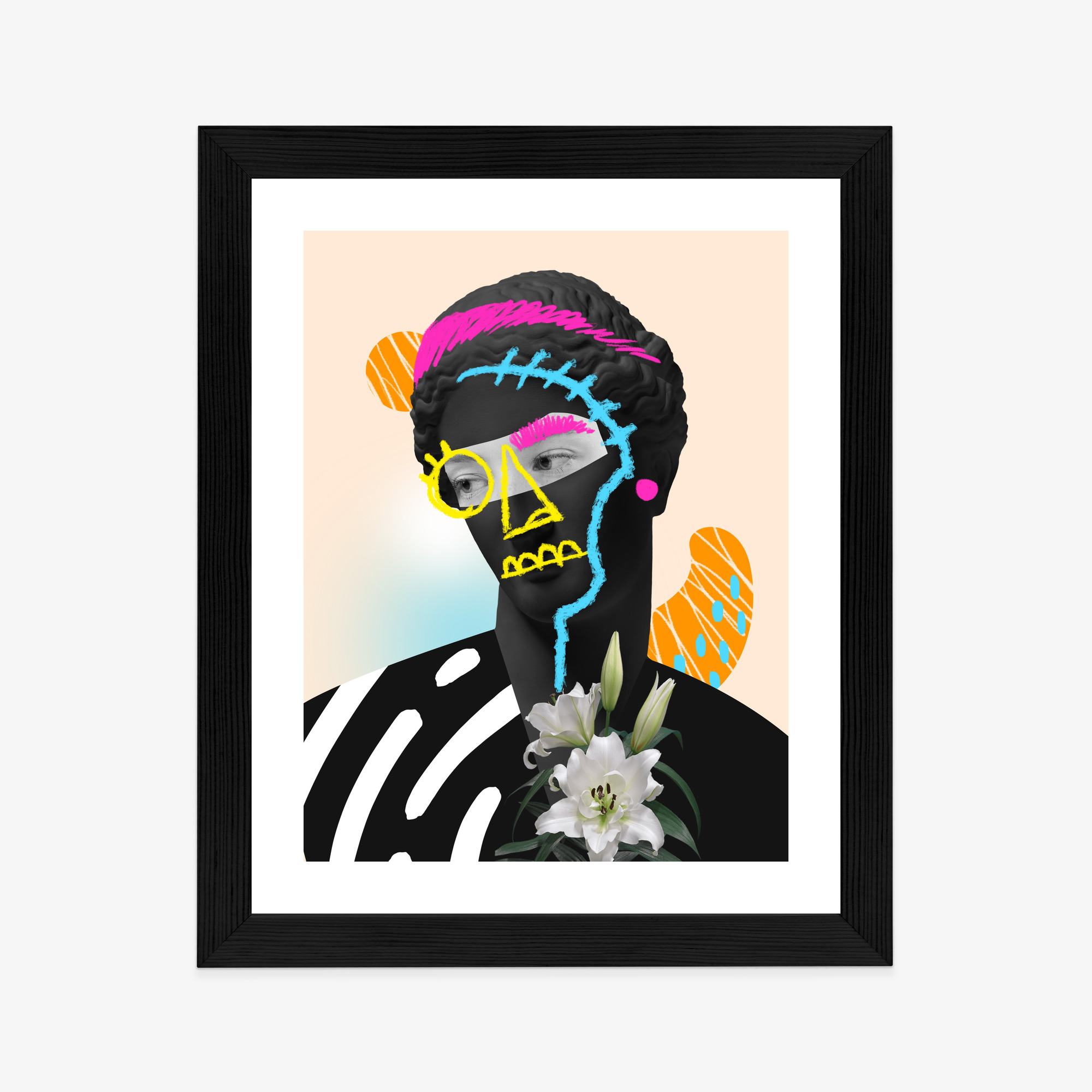 Poster Zeitgenössische Collage Antiker Skulpturen Rahmen Aluminium Farbe Schwarz – Bild 12