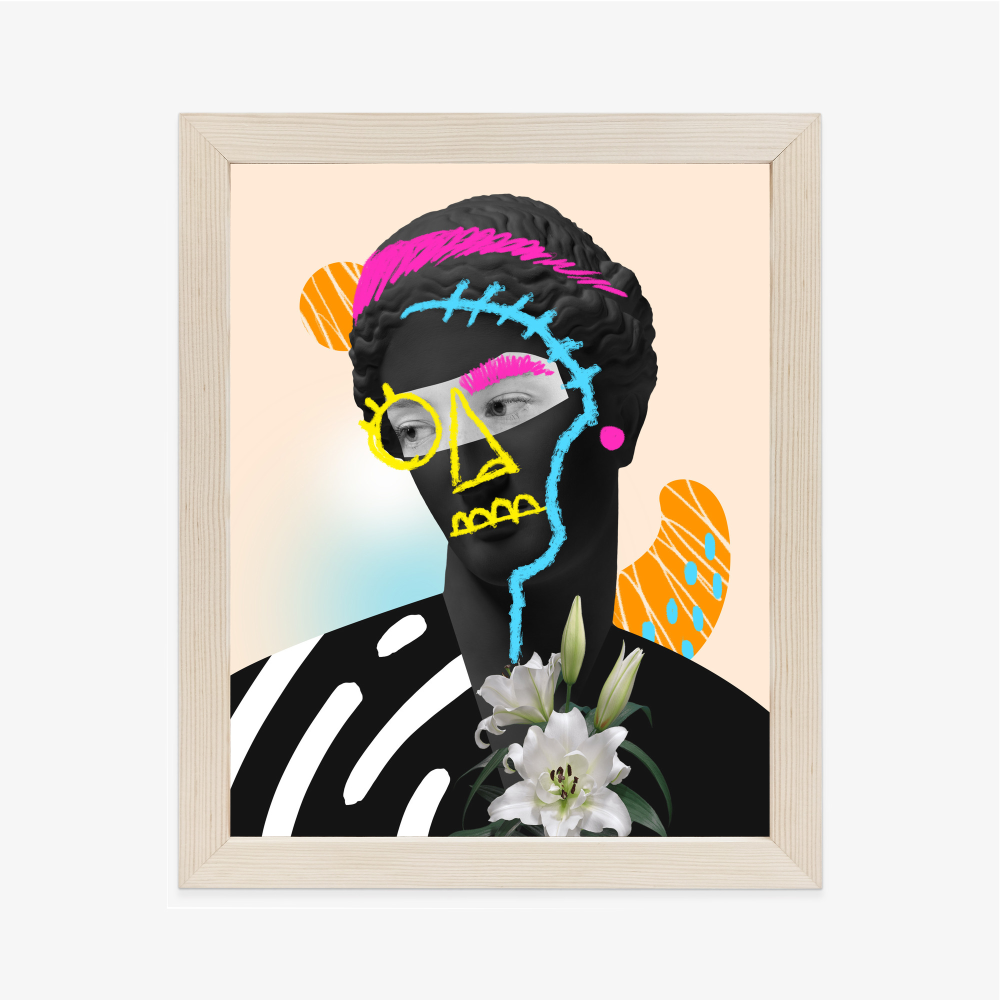 Poster Zeitgenössische Collage Antiker Skulpturen Rahmen Aluminium Farbe Schwarz – Bild 6