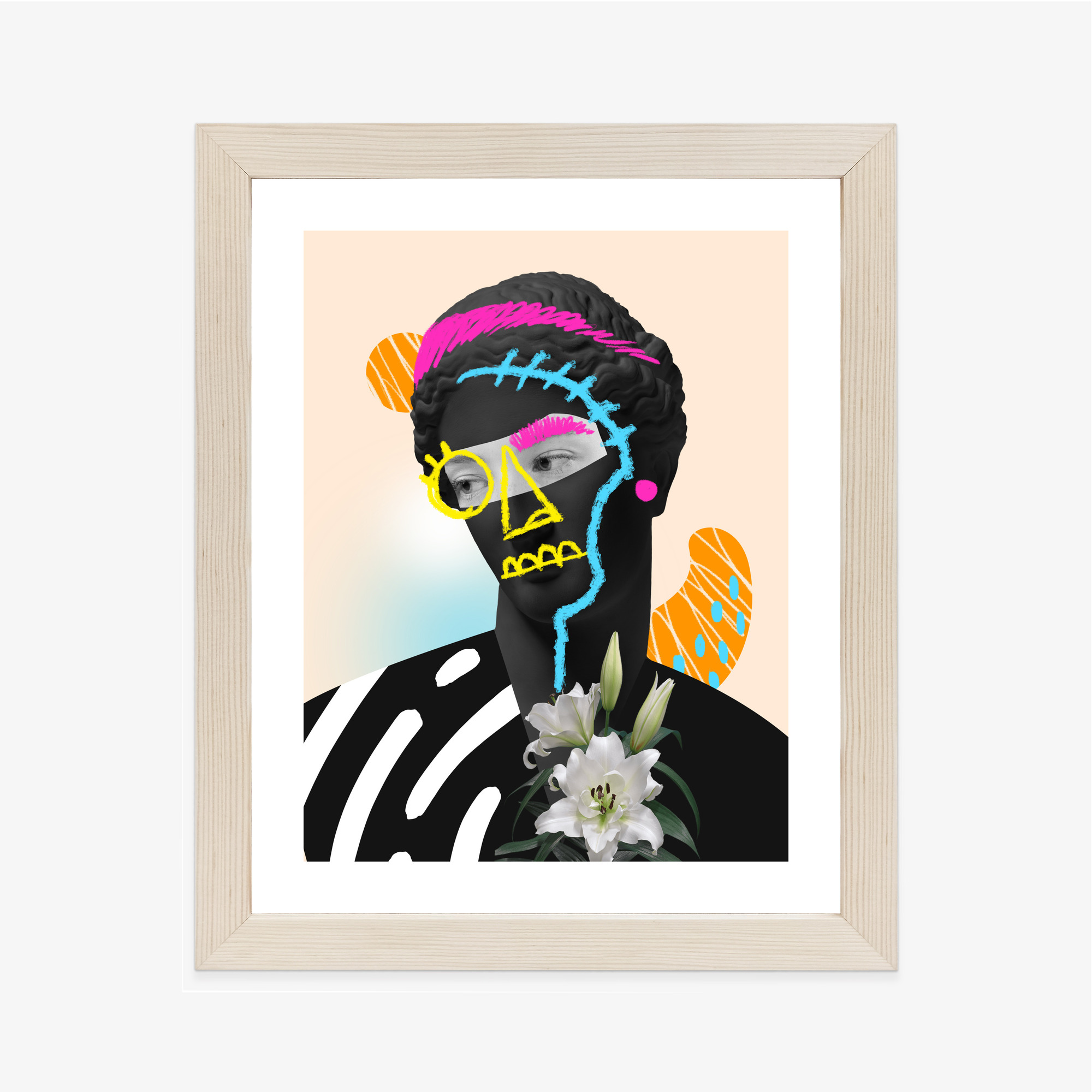 Poster Zeitgenössische Collage Antiker Skulpturen Rahmen Aluminium Farbe Schwarz – Bild 7