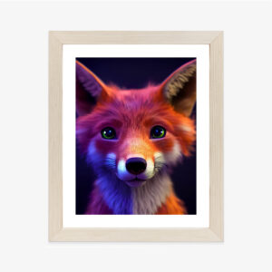 Poster Animated Of A Cute Fox Cartoon Rahmen Holz Mit Passepartout Farbe Natürlich