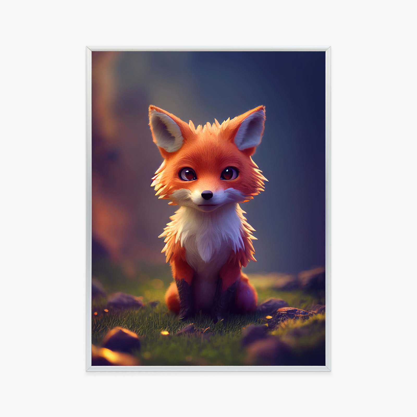 Poster Portrait Of A Cute Baby Fox Rahmen Holz Mit Passepartout Farbe Natürlich – Bild 10