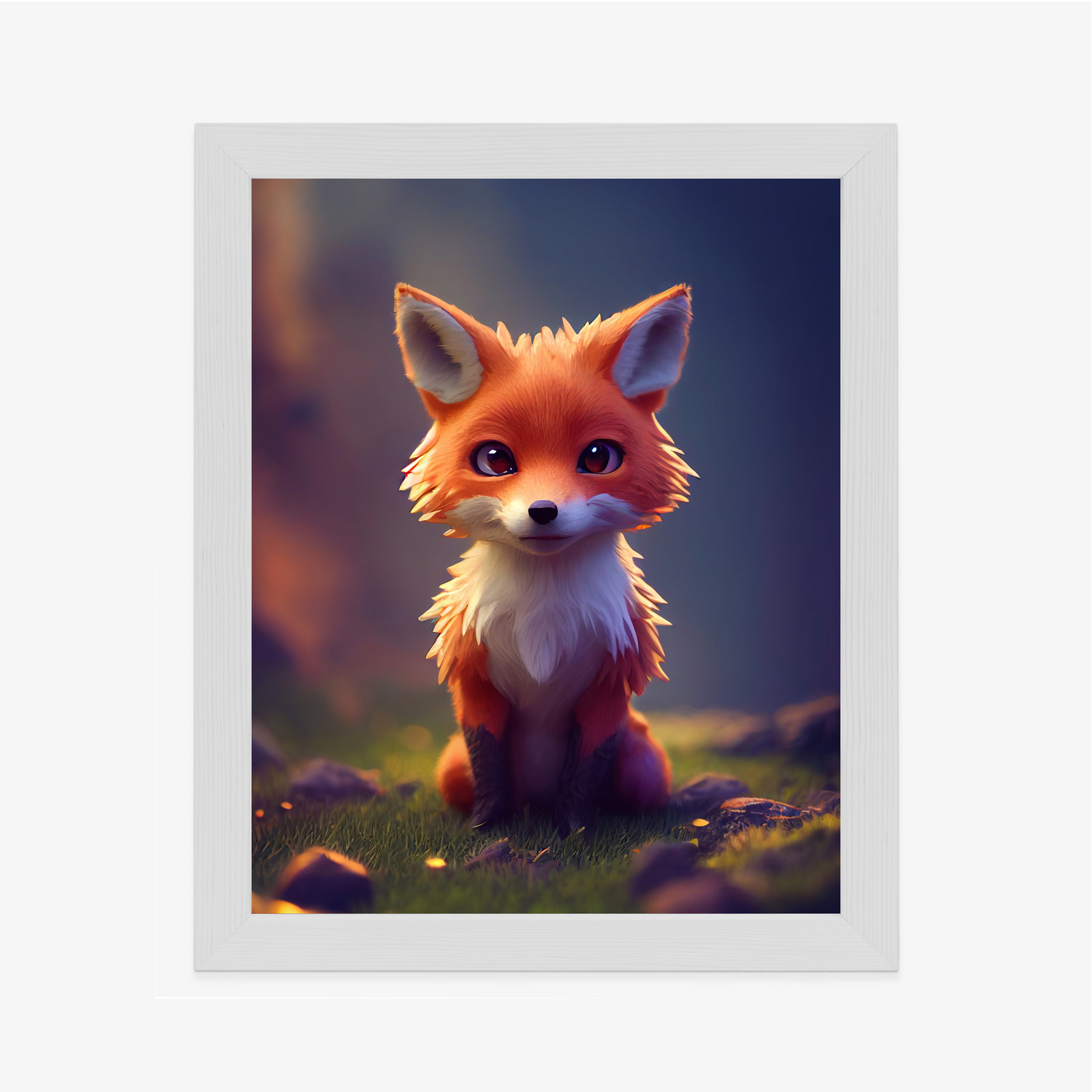 Poster Portrait Of A Cute Baby Fox Rahmen Holz Mit Passepartout Farbe Natürlich – Bild 7