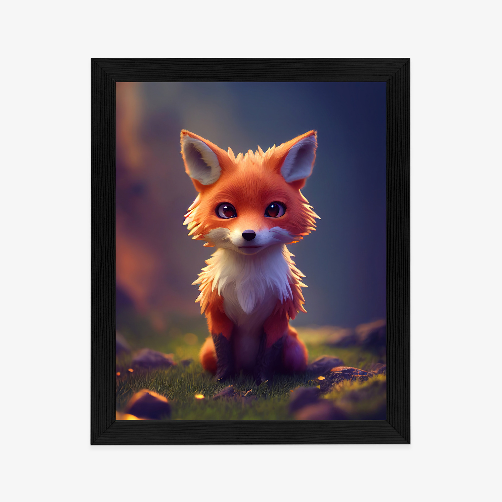 Poster Portrait Of A Cute Baby Fox Rahmen Holz Mit Passepartout Farbe Natürlich – Bild 6