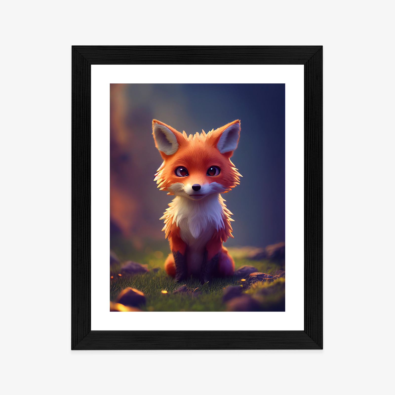 Poster Portrait Of A Cute Baby Fox Rahmen Holz Mit Passepartout Farbe Natürlich – Bild 4
