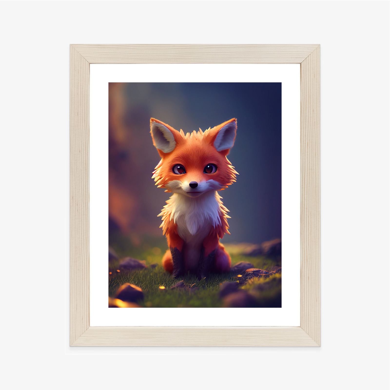 Poster Portrait Of A Cute Baby Fox Rahmen Holz Mit Passepartout Farbe Natürlich