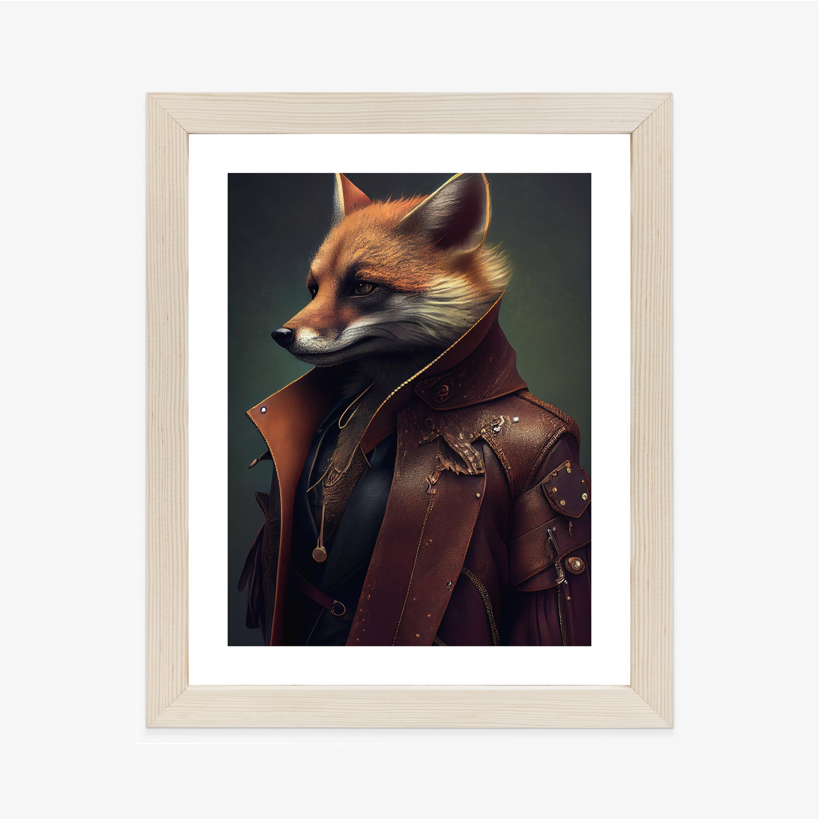 Poster Fuchs Im Fantasykostüm Rahmen Holz Mit Passepartout Farbe Natürlich